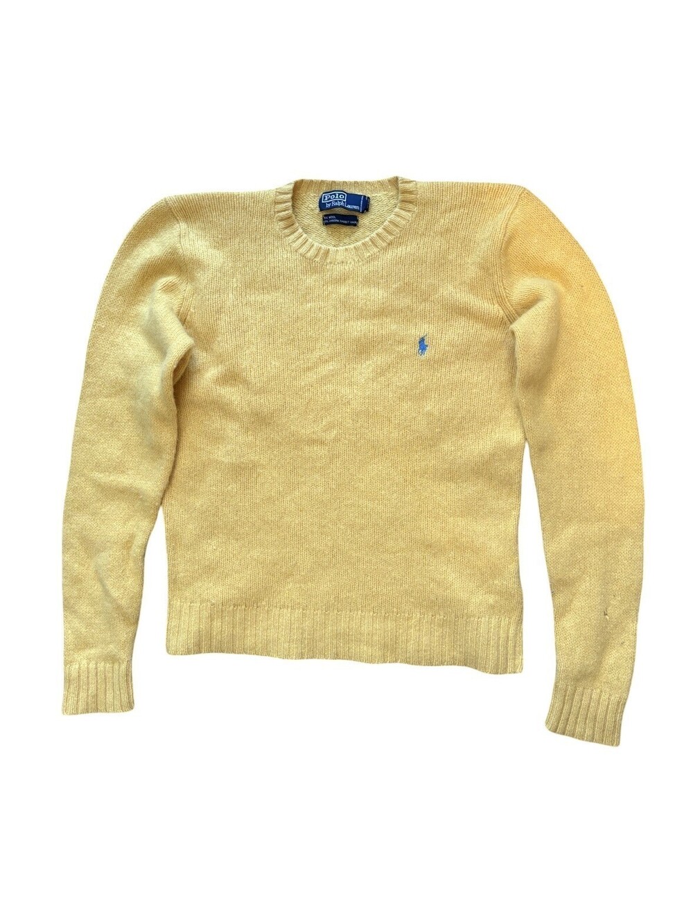 Polo Ralph Lauren Sweater Wool Angora Rabbit Hair Yellow Pullover Size Medium